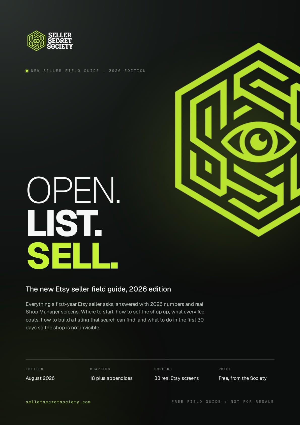 Cover of Open. List. Sell., the new Etsy seller field guide, 2026 edition